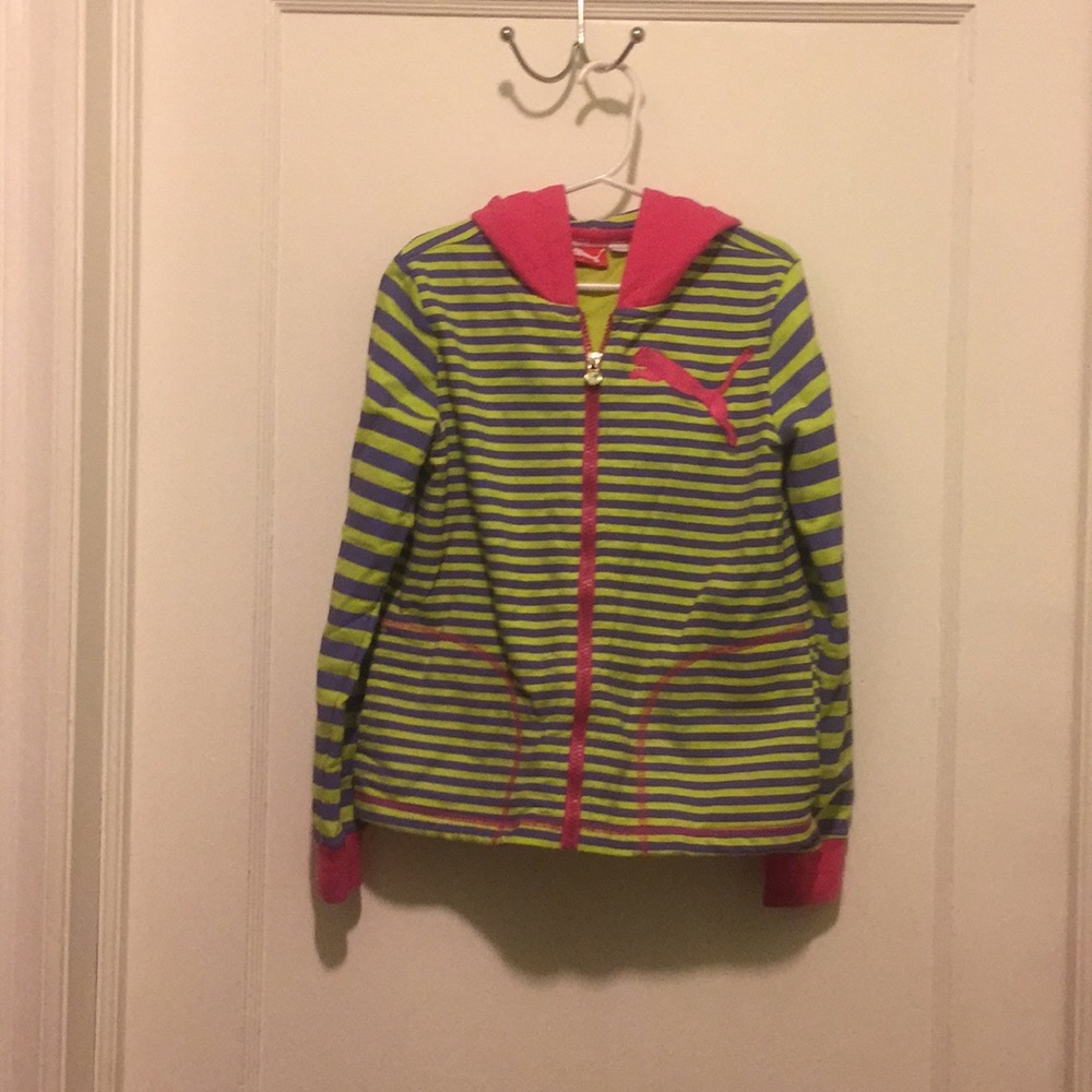 Girls knit striped hooded jacket